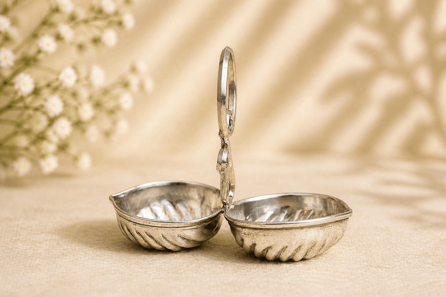 DOUBLE SILVER DIYA SET