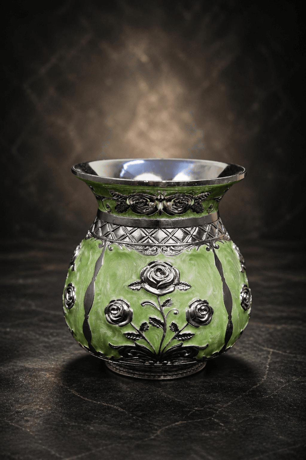 GREEN FLORAL VASE