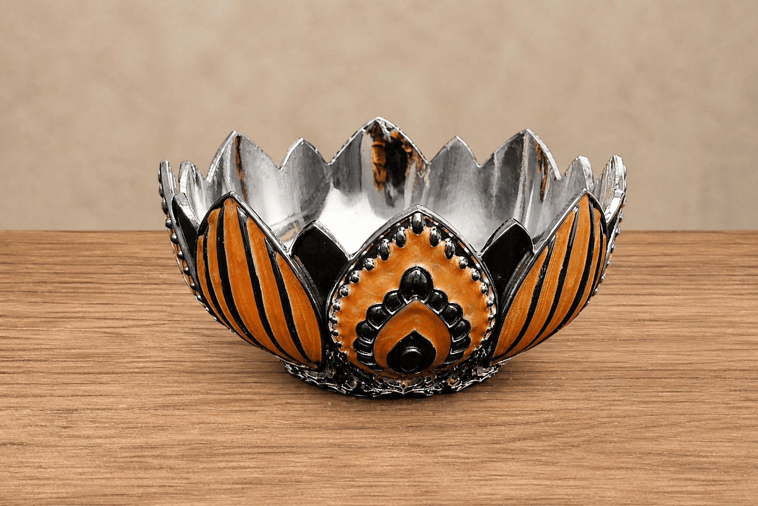 ORANGE LOTUS ENAMEL BOWL