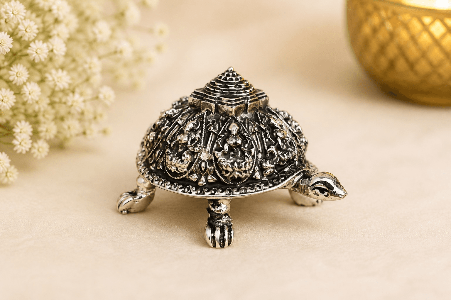 ORNATE SILVER KURMA TORTOISE
