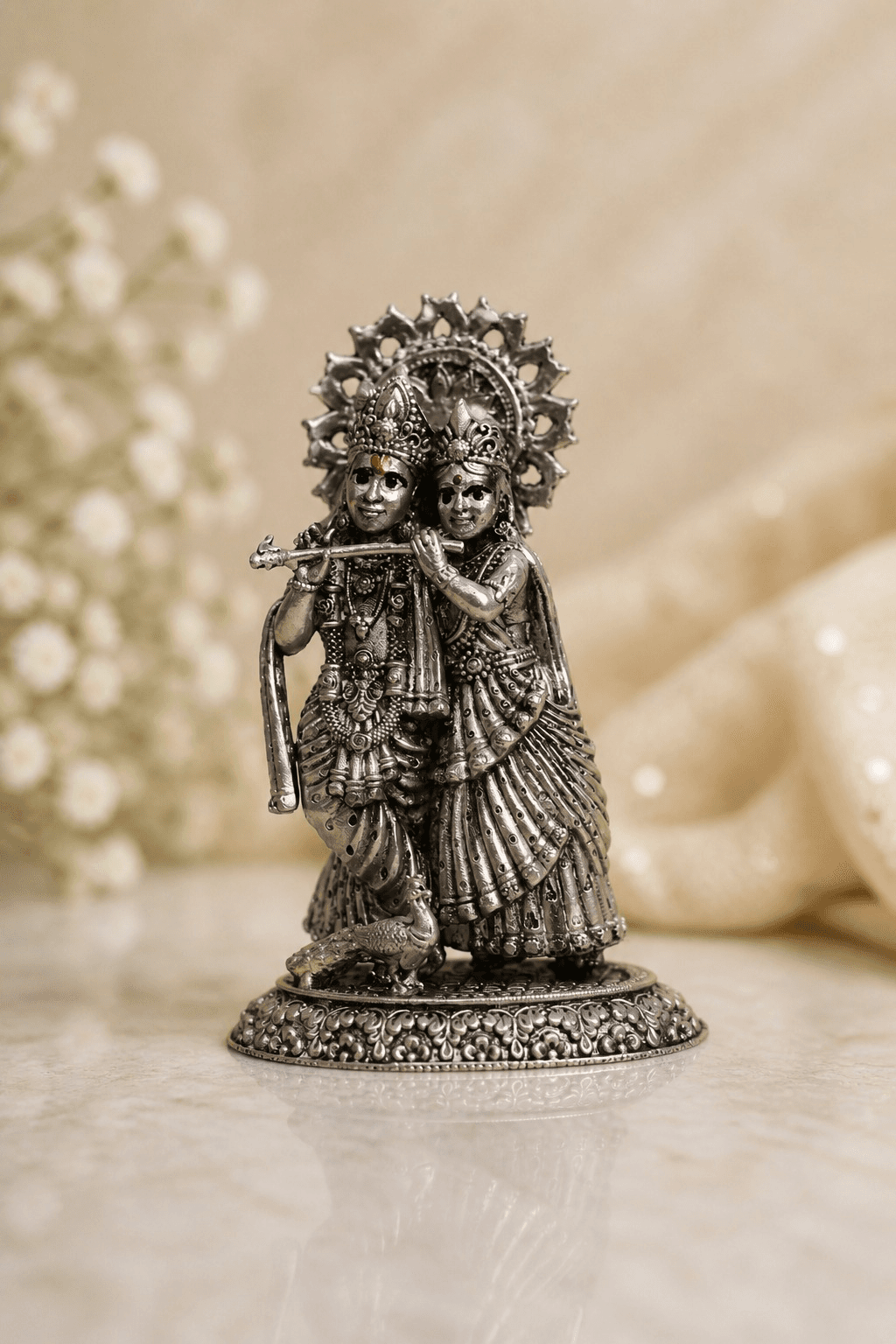RADHA KRISHNA ANTIQUE HALO IDOL